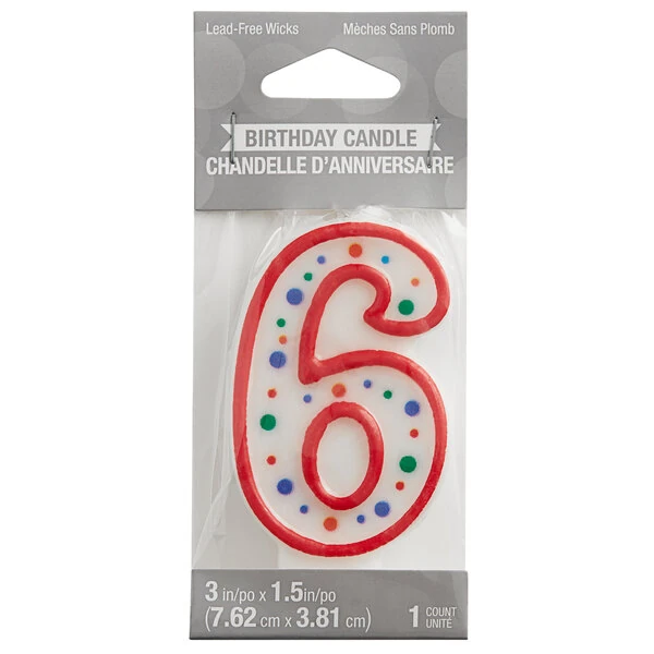 Creative Converting 104565 3" Polka Dot "6" Candle