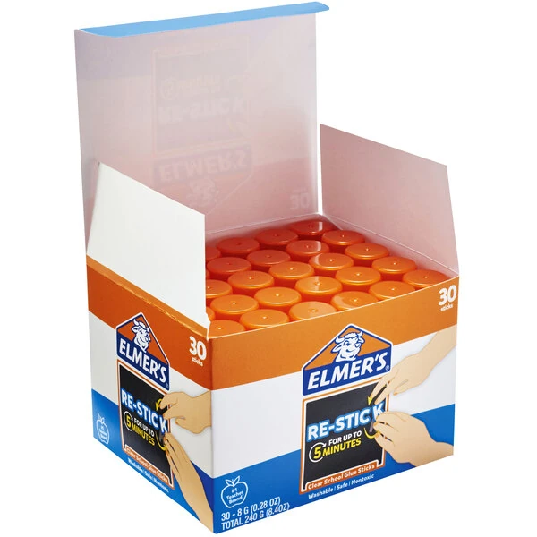 Elmer's E4830 0.28 oz. Re-Stick Clear All Purpose School Glue Stick   - 30/Box