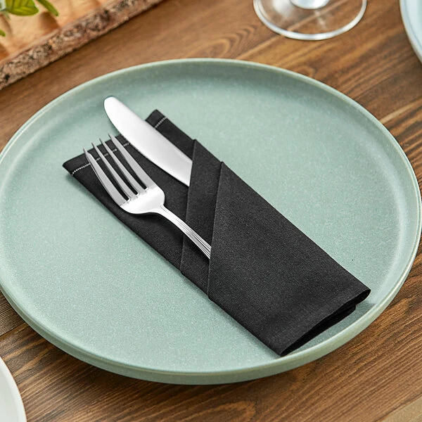 Choice 15 13/16 inch x 15 13/16 inch Customizable Black Single-Use Cotton Dinner Napkin - 250/Case