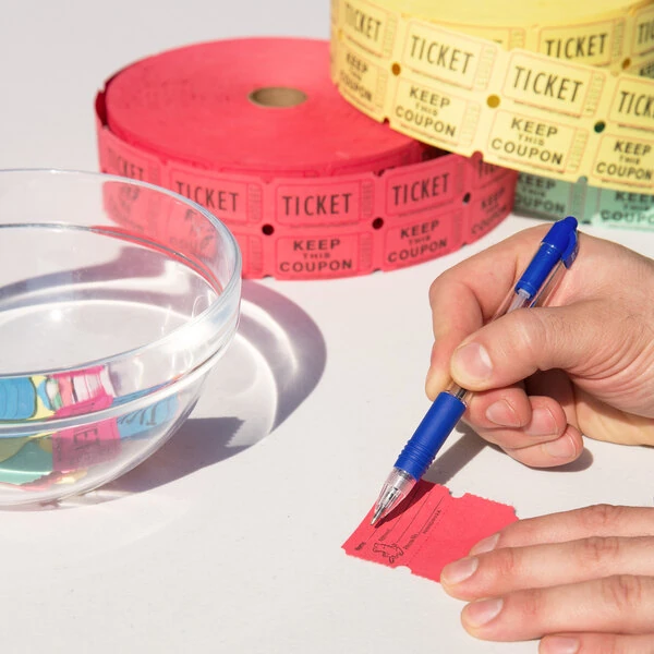Carnival King Red 2-Part Customizable Raffle Tickets - 2,000/Roll