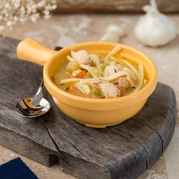 Carlisle 700622 Honey Yellow 8 oz. Handled Soup Bowl - 24/Case