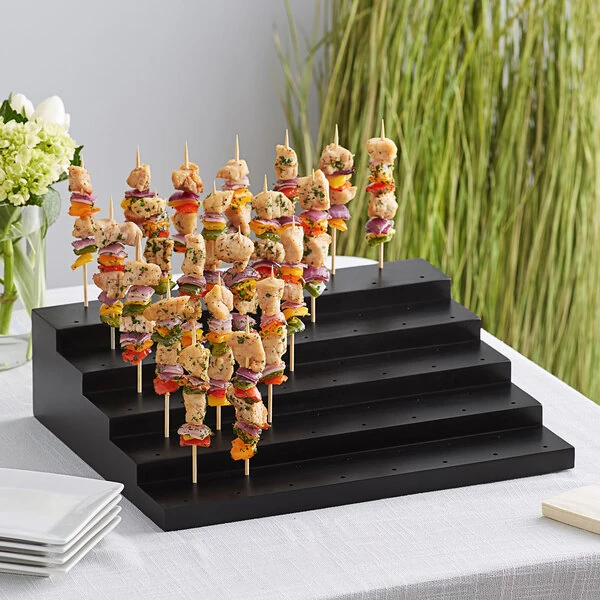 Acopa Mesa 75 Hole Black Wood Skewer / Cake Pop Holder