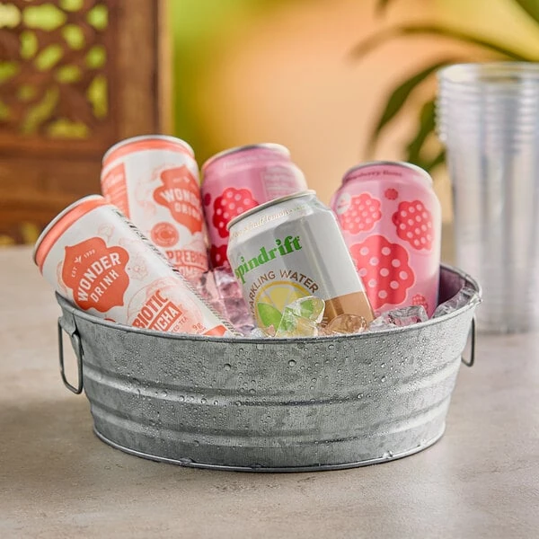 American Metalcraft MTUB10 9 1/2" x 3 1/4" Round Galvanized Metal Tub