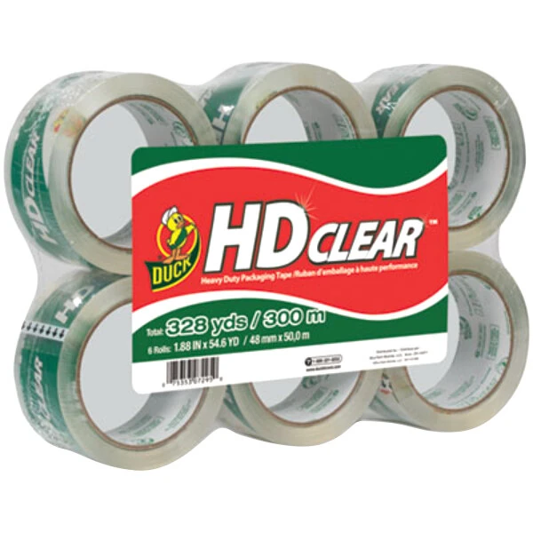 Duck Tape CS556PK 1.88" x 55 Yards Clear Heavy-Duty Carton Packaging Tape - 6/Pack
