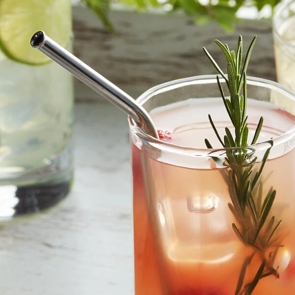 Barfly® M37115 6 1/2" Stainless Steel Reusable Bent Straw with 1/4" Diameter