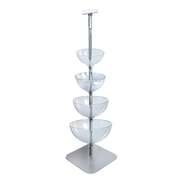 Azar Displays 10"-16" 4-Tier Cascading Clear Polycarbonate Bowl Floor Display 750040