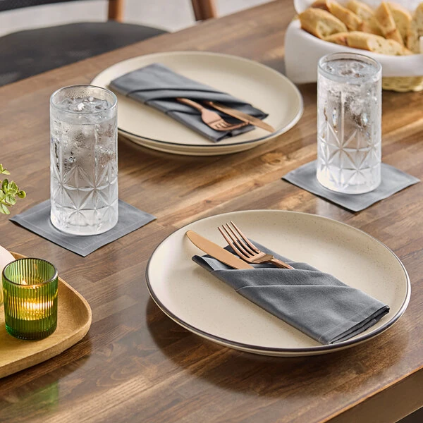 Choice 15 13/16 inch x 15 13/16 inch Customizable Gray Single-Use Cotton Dinner Napkin - 250/Case