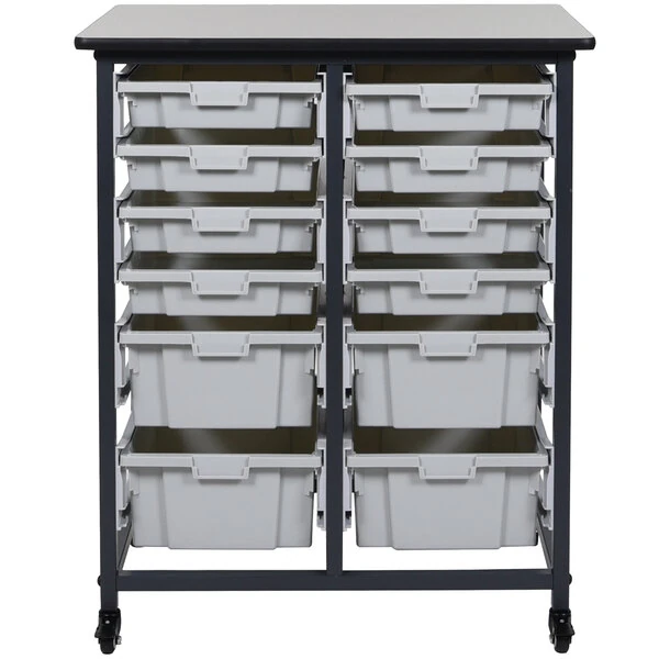 Luxor MBS-DR-8S4L Mobile Bin Storage Unit - 8 Small and 4 Large Bin Capacity