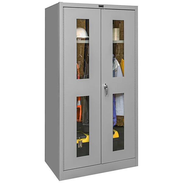 Hallowell 36" x 18" x 72" Gray Wardrobe Cabinet with Safety-View Doors - Assembled 435W18SVA-HG