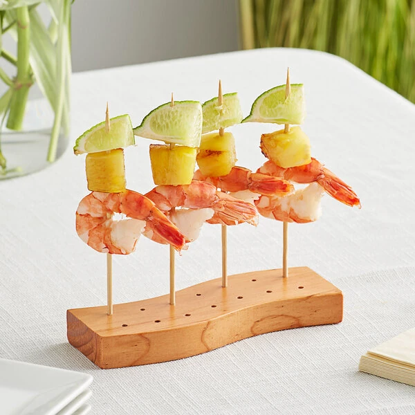 Acopa Mesa 14 Hole Dark Brown Wood Skewer / Cake Pop Holder