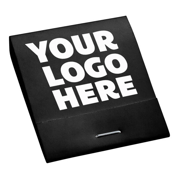 D.D. Bean & Sons Co BK22R 20-Strike Customizable Matchbook Black Cover - White Print - 2,500/Case