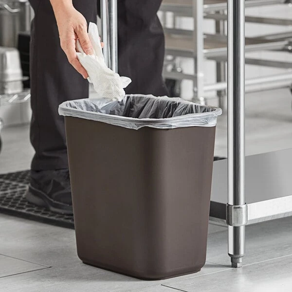 Lavex Janitorial 28 Qt. / 7 Gallon Brown Rectangular Wastebasket