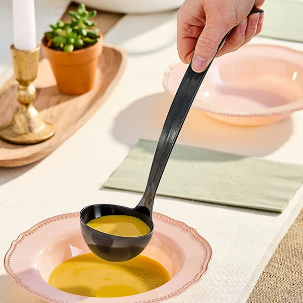 Visions 3 oz. Black Disposable Plastic Ladle - 48/Case