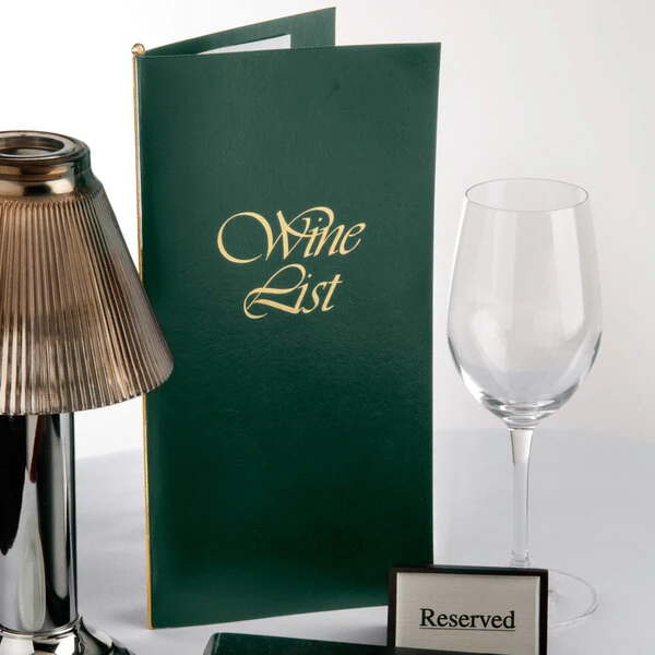 Menu Solutions L702A 5 1/2" x 8 1/2" Green Wine List Cover
