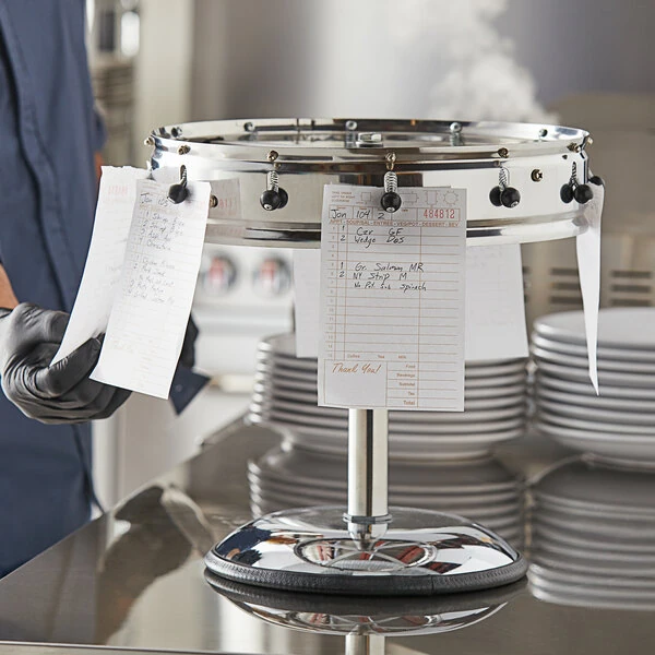 Choice 13 1/2" Stainless Steel 12 Clip with Pedestal Base Portable Order Wheel Ticket Holder