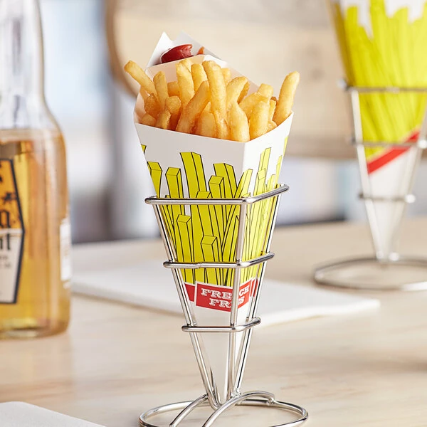 Carnival King 10 oz. Square French Fries Cardboard Fry Cone - 500/Case