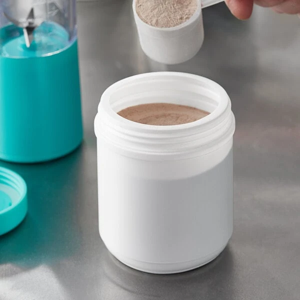 19 oz. White HDPE Plastic Canister - 216/Case