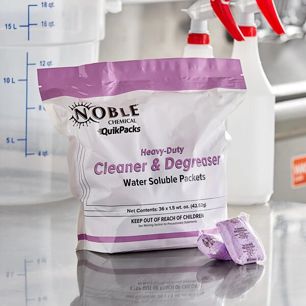 Noble QuikPacks 1.5 oz. Heavy-Duty Concentrated Cleaner and Degreaser Packs 36 Count Bag - 2/Case
