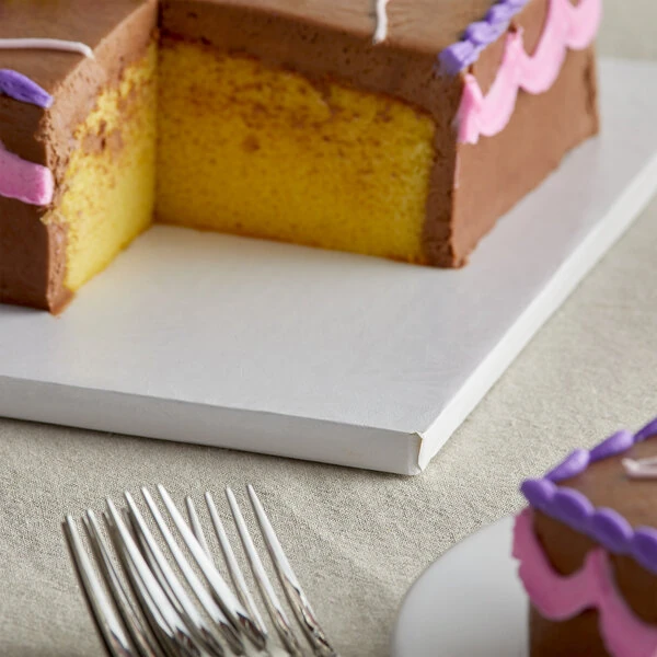 Enjay 1/2-12SW12 12" Fold-Under 1/2" Thick White Square Cake Drum