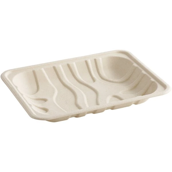 World Centric 9 1/4" x 7 1/4" x 1 1/4" Compostable Fiber Meat Tray - 450/Case