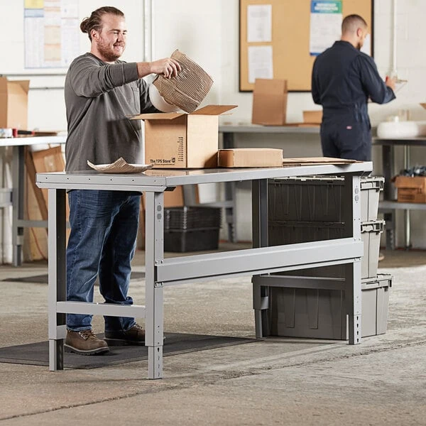 Lavex 30" x 72" Adjustable Height Workbench With Square Edge Steel Top