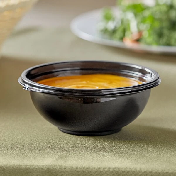 Visions 12 oz. Black PET Plastic Round Catering / Serving Bowl - 200/Case
