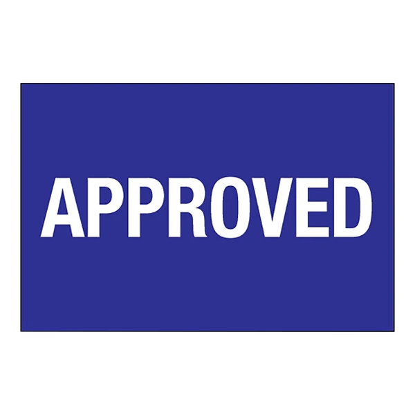 Tape Logic 2" x 3" Approved Dark Blue Semi-Gloss Paper Permanent Inventory Rectangular Label - 500/Roll