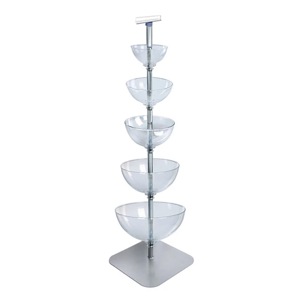 Azar Displays 8"-16" 5-Tier Cascading Clear Polycarbonate Bowl Floor Display 750050