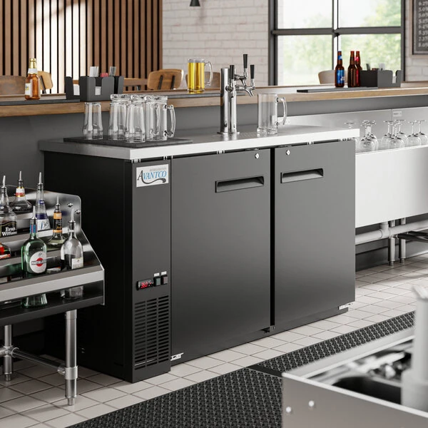 Avantco UDD-2-HC Triple Tap Kegerator Beer Dispenser - Black, (2) 1/2 Keg Capacity