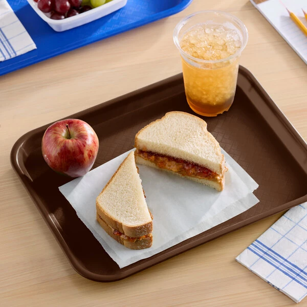 Choice 10" x 14" Chocolate Brown Plastic Fast Food Tray - 12/Pack