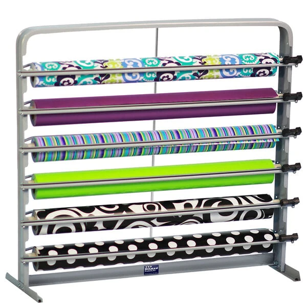 Bulman T624-24 24" Horizontal Gray 6 Roll Paper Cutter Rack