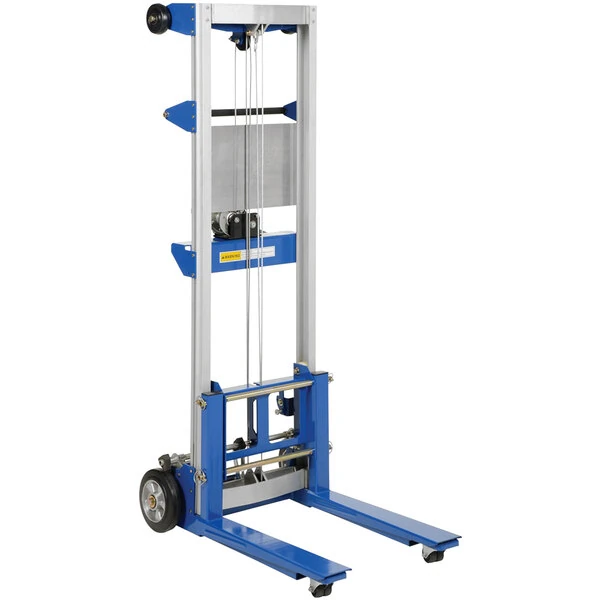 Vestil 500 lb. Hand Winch Fork Lift Truck with 22" Forks, Rolling Handle, and Fixed Straddle Base A-LIFT-R