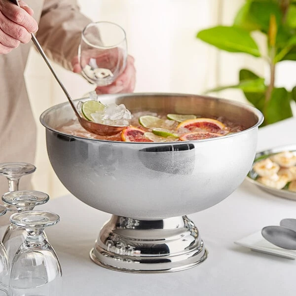 Choice 12 Qt. Stainless Steel Punch Bowl with Mirror Finish