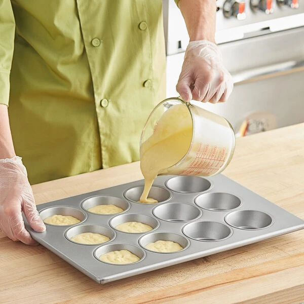 Baker's Lane 12 Cup 5 oz. Glazed Aluminized Steel Jumbo Muffin / Cupcake Pan - 18 inch x 13 inch