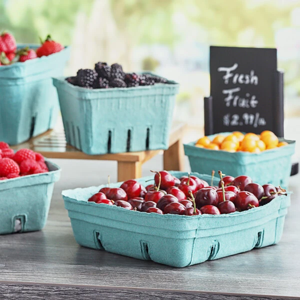 2 Qt. Green Molded Pulp Berry / Produce Basket - 200/Case
