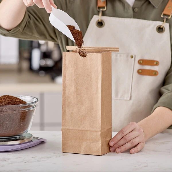 Choice 1 lb. Brown Kraft Customizable Paper Coffee Bag with Reclosable Tin Tie - 1,000/Case