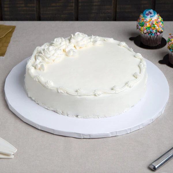 Enjay 1/2-14RW12 14" Fold-Under 1/2" Thick White Round Cake Drum
