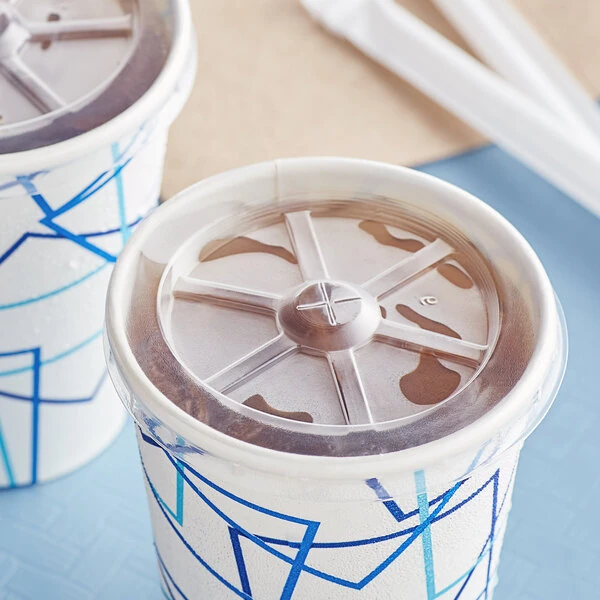 Choice 9 oz. Translucent Cold Cup Flat Lid with Straw Slot - 2,000/Case