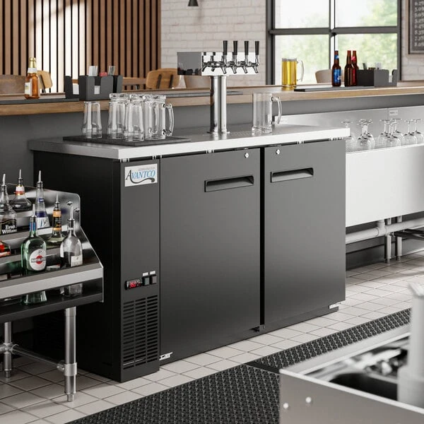 Avantco UDD-2-HC Four Tap Kegerator Beer Dispenser - Black, (2) 1/2 Keg Capacity