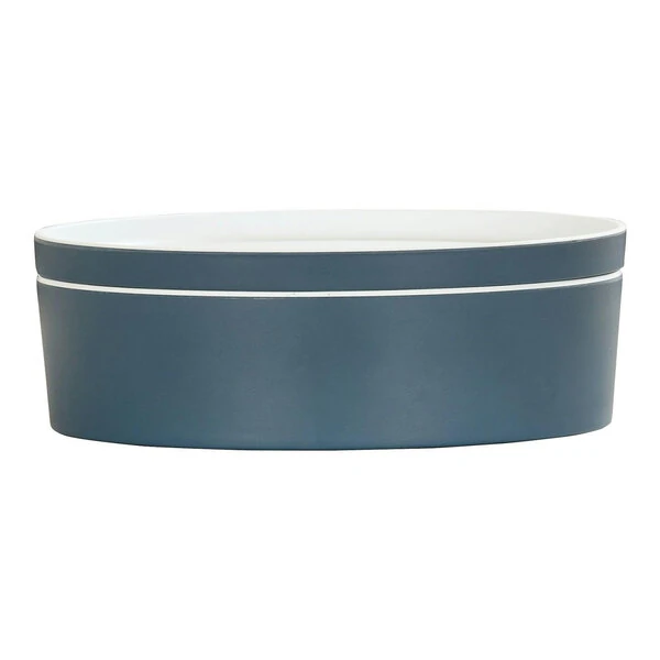 Cal-Mil 9" Stone Blue Round Melamine Bento Box - 3/Case