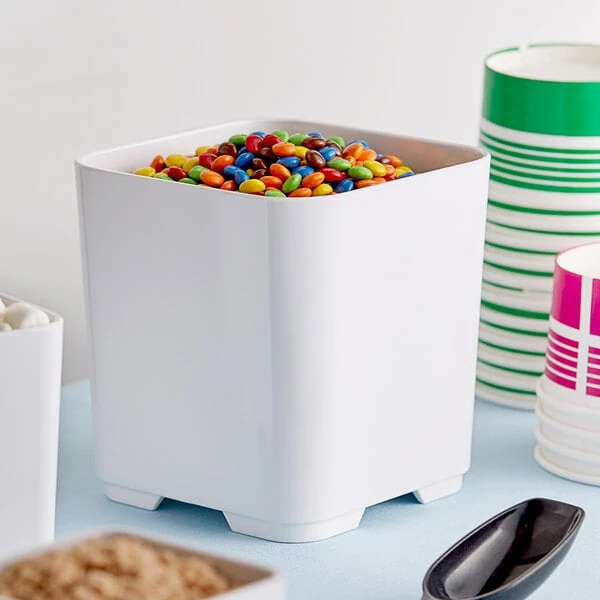 American Metalcraft 48 oz. Square White Melamine Jar - 6/Case
