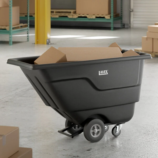Lavex 0.5 Cubic Yard Black Tilt Truck / Trash Cart (450 lb. Capacity)