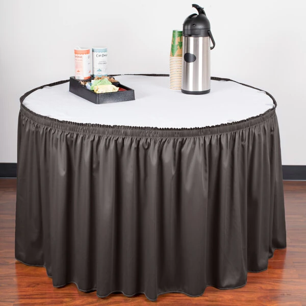 Snap Drape 5412CE29S3-512 Wyndham 13' x 29" Charcoal Shirred Pleat Table Skirt with Velcro® Clips