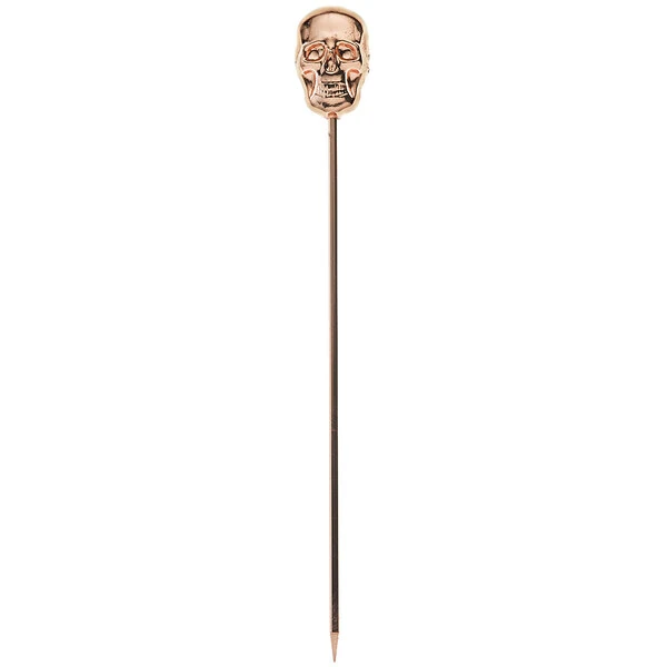 Barfly® M37064CP 4 3/8" Copper-Plated Stainless Steel Skull Top Cocktail Pick - 12/Pack