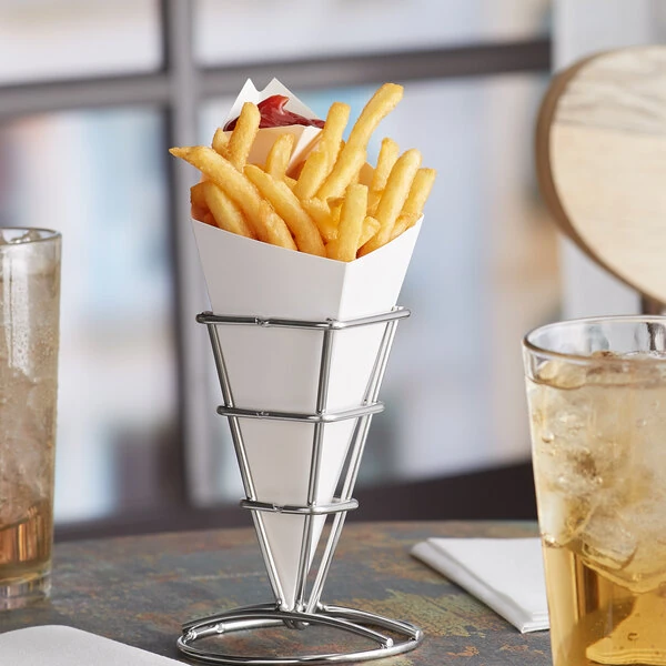 Carnival King 10 oz. White Square Cardboard Fry Cone - 500/Case