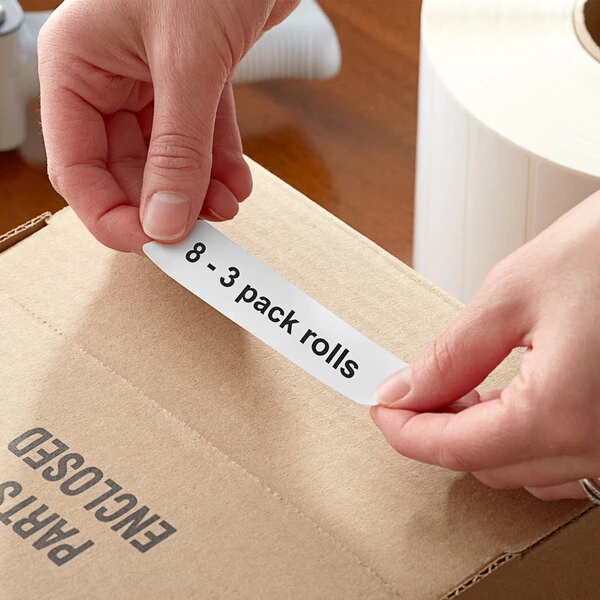 Lavex 1" x 4" White Thermal Transfer Permanent Label Roll - 4/Case