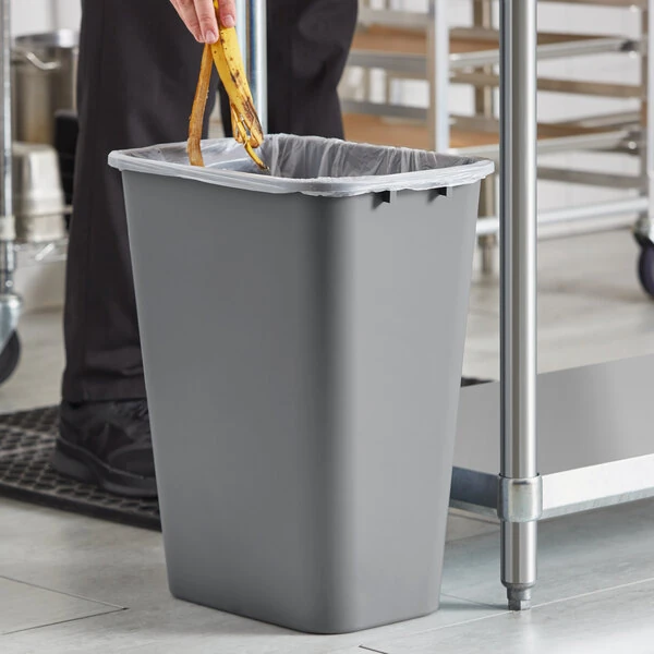 Lavex Janitorial 41 Qt. / 10 Gallon Gray Rectangular Wastebasket