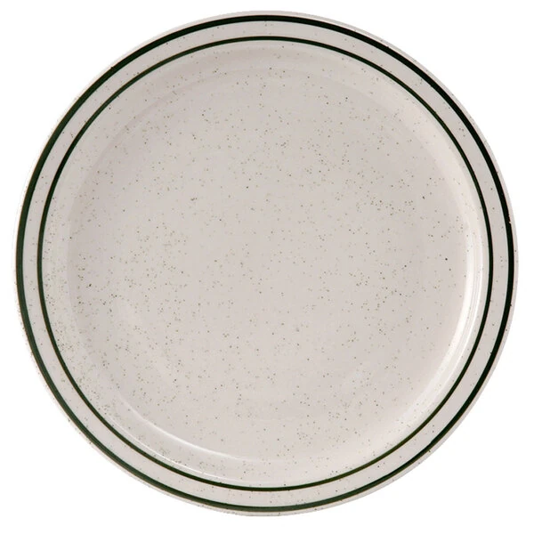 Tuxton TES-007 Emerald 7 1/4" Green Speckle Narrow Rim China Plate - 36/Case