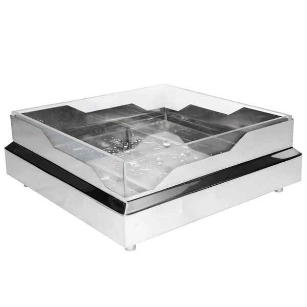 Eastern Tabletop RB2323 20 3/4" x 20 3/4" x 5" Square Stainless Steel Raw Bar with Wave Design