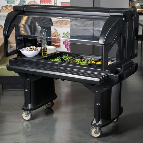 Cambro VBR5110 Black 5' Versa Food / Salad Bar with Standard Casters
